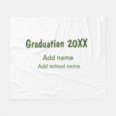 Couverture Polaire Graduation 20XX ajouter nom année école vert moder (Devant (Horizontal))