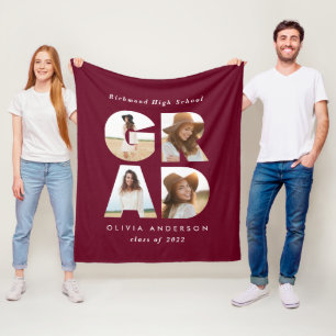 Couverture Polaire Graduation 4 photo moderne personnalisé bordeaux