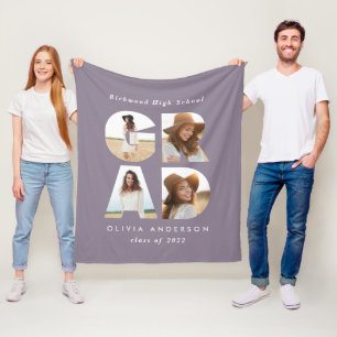 Couverture Polaire Graduation 4 photo moderne personnalisé violet
