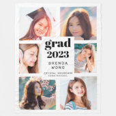 Couverture Polaire Graduation 6 Photo Collage noir Script blanc 2023 (Devant)