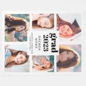 Couverture Polaire Graduation 6 Photo Collage noir Script blanc 2023 (Devant (Horizontal))