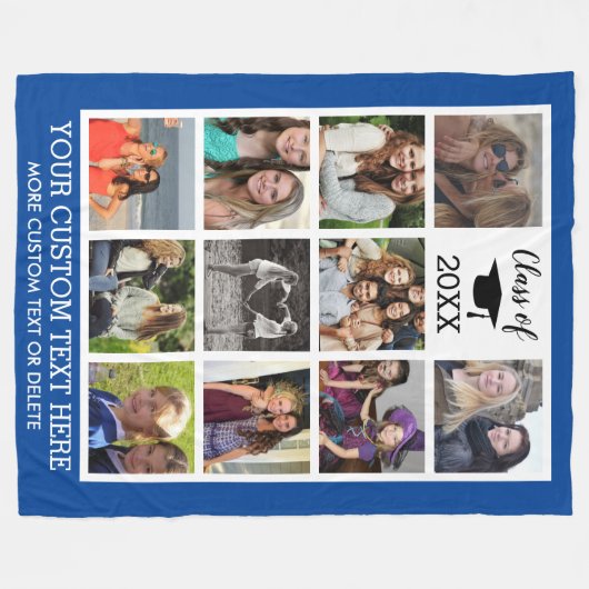 Couverture Polaire Graduation Custom Photo Collage Bleu (Devant (Horizontal))