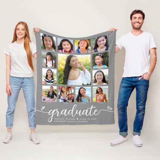Couverture Polaire Graduation Gris K-12 Script moderne Collage photo (En situation)