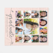 Couverture Polaire Graduation K-12 Blush Pink Script Photo Collage (Devant (Horizontal))
