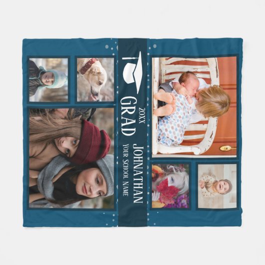 Couverture Polaire Graduation N'importe quelle année photo bleu multi (Devant (Horizontal))