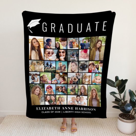 Couverture Polaire Graduation Photo Collage Black