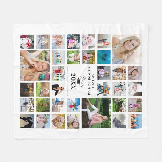 Couverture Polaire Graduation Photo Collage Script CLASSE DE Blanc (Devant (Horizontal))