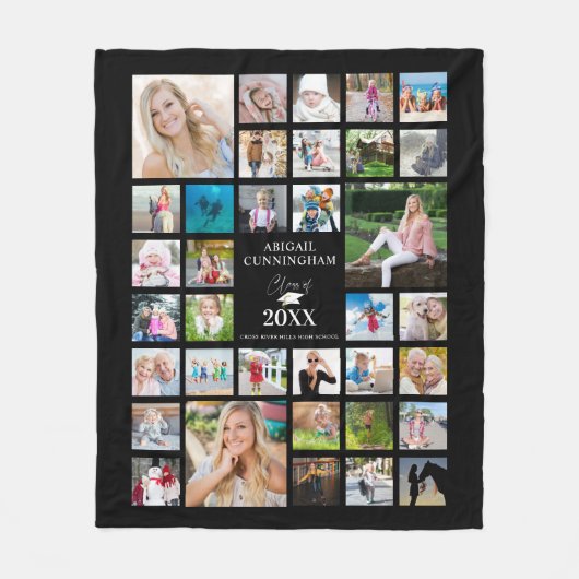 Couverture Polaire Graduation Photo Collage Script CLASSE DE Noir (Devant)