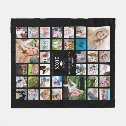 Couverture Polaire Graduation Photo Collage Script CLASSE DE Noir (Devant (Horizontal))