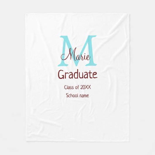Couverture Polaire Gradué ajouter nom monogramme vert rose simple min (Devant)