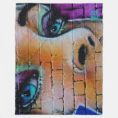 Couverture Polaire Graffiti Girl violet bleu joli yeux Monogramme (Devant)
