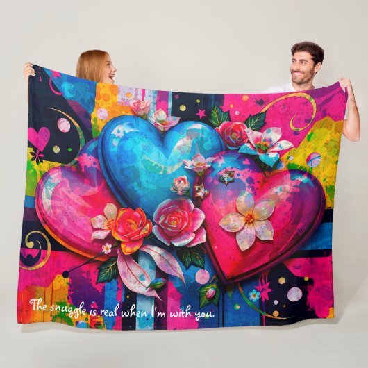 Couverture Polaire [Graffiti Love} Romantic Funny Snuggle Throw (En situation)