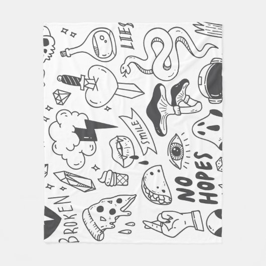 Couverture Polaire Graffiti mignon : Doodle Art Set. (Devant)