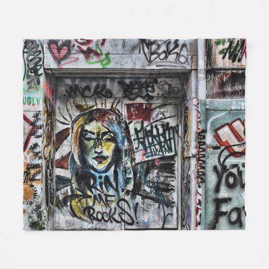 Couverture Polaire Graffiti Moderne Cool urbain Art de rue (Devant (Horizontal))