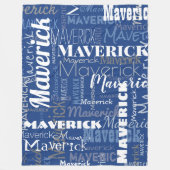 Couverture Polaire Graffiti moderne Motif de noms longs bleu foncé (Devant)