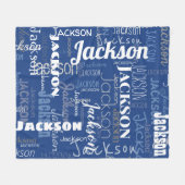 Couverture Polaire Graffiti moderne Motif de noms longs bleus (Devant (Horizontal))