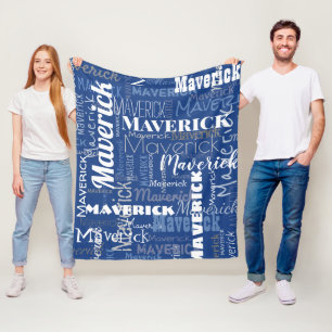 Couverture Polaire Graffiti moderne Motif de noms longs bleus