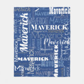 Couverture Polaire Graffiti moderne Motif de noms longs bleus (Devant)