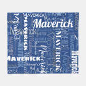 Couverture Polaire Graffiti moderne Motif de noms longs bleus (Devant (Horizontal))