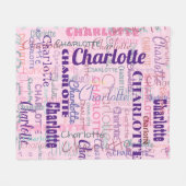 Couverture Polaire Graffiti moderne Motif de noms roses (Devant (Horizontal))