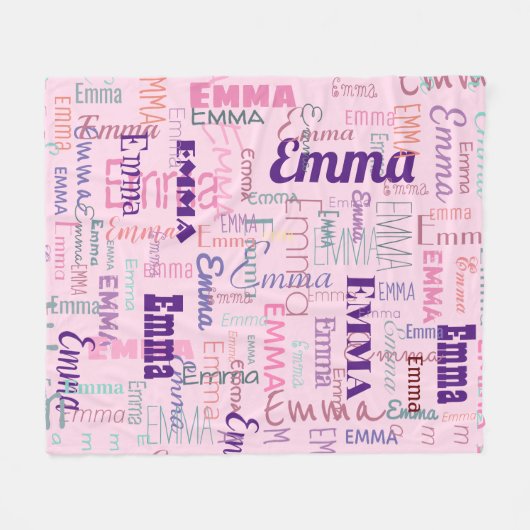 Couverture Polaire Graffiti moderne Nom rose Motif  (Devant (Horizontal))