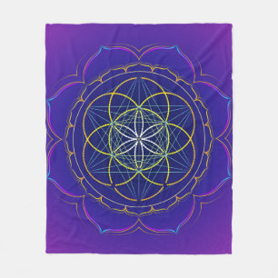 Couverture Polaire Graine de mandala de yantra de la vie et de cube