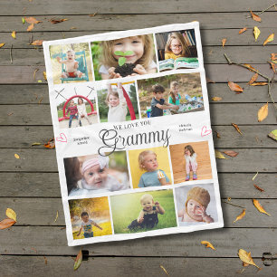 Couverture Polaire Grammy We Love You Personalized Hearts