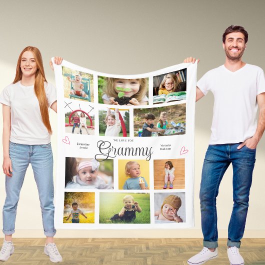 Couverture Polaire Grammy We Love You Personalized Hearts Modern