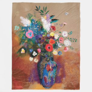Couverture Polaire Grand bouquet de fleurs dans un Vase Bleu