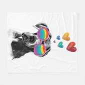 Couverture Polaire Grand chien Danse avec Coeurs Saint-Valentin (Devant (Horizontal))