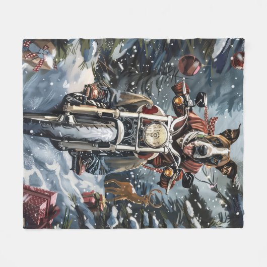 Couverture Polaire Grand chien Danse équitation moto Noël (Devant (Horizontal))
