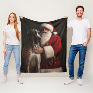 Couverture Polaire Grand Danois avec le Père Noël Festif de Noël