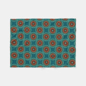 Couverture Polaire Grand Fleur Turquoise Brown Motif orange (Devant (Horizontal))