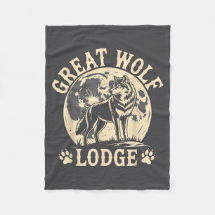 Couverture Polaire Grand Lodge Loup Fantastique Scène de nature plein