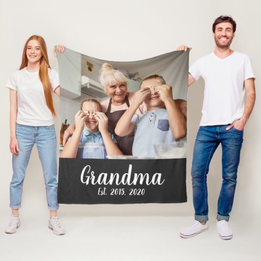 Couverture Polaire Grand-mère a établi une photo de script blanc (En situation)