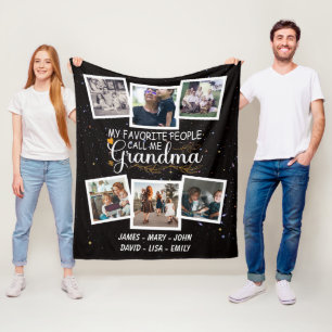 Couverture Polaire Grand-mère avec les noms et photos des petits-enf