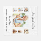 Couverture Polaire Grand-mère blanc noir photo collage petits-enfants (Devant (Horizontal))