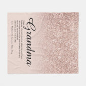 Couverture Polaire Grand-mère Définition Script Rose Gold Paillettes (Devant (Horizontal))