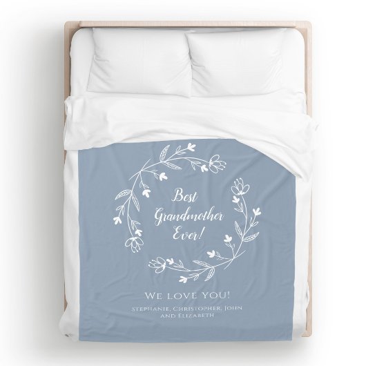 Couverture Polaire Grand-mère Famille Keepsaké Grand-enfants Dusty Bl