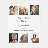 Couverture Polaire Grand-mère famille photo collage blanc (Devant)