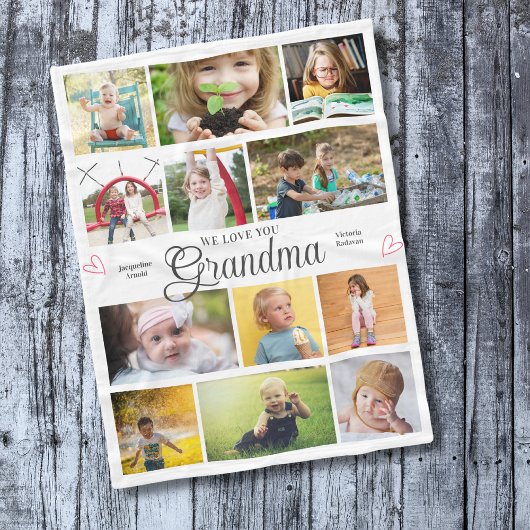 Couverture Polaire Grand-mère Nous Vous Aimons Coeurs Personnalisés