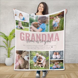Couverture Polaire Grand-mère Petits-enfants Accroché Collage photo r