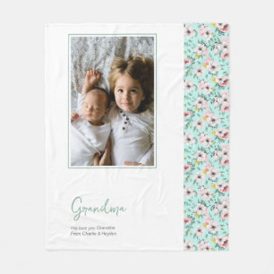 Couverture Polaire Grand-mère Plutôt Personnalisée Fleur Rose Vert