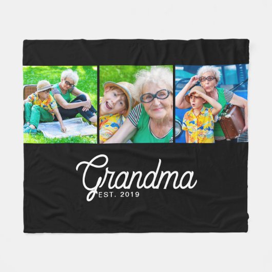 Couverture Polaire Grand-mère Script Black 3 Photo (Devant (Horizontal))