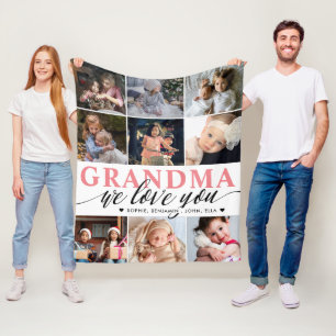 Couverture Polaire Grand-mère We Love You Photo Collage
