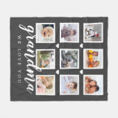 Couverture Polaire Grand-mère We Love You Photo Collage Grey (Devant (Horizontal))