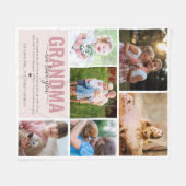 Couverture Polaire Grand-mère We Love You Photo Collage Rose (Devant (Horizontal))