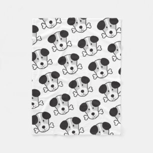 Couverture Polaire Grand monochrome de motif de chien et d'os