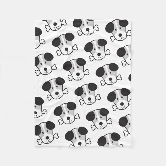 Couverture Polaire Grand monochrome de motif de chien et d'os (Devant)