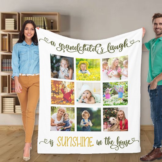 Couverture Polaire Grand-parent Photo Collage Grandchilds Laugh Citat